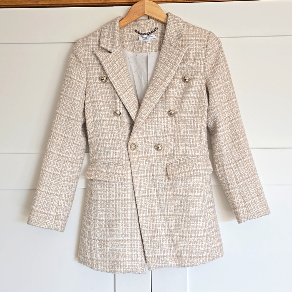 Belle & Bloom cream tweed blazer